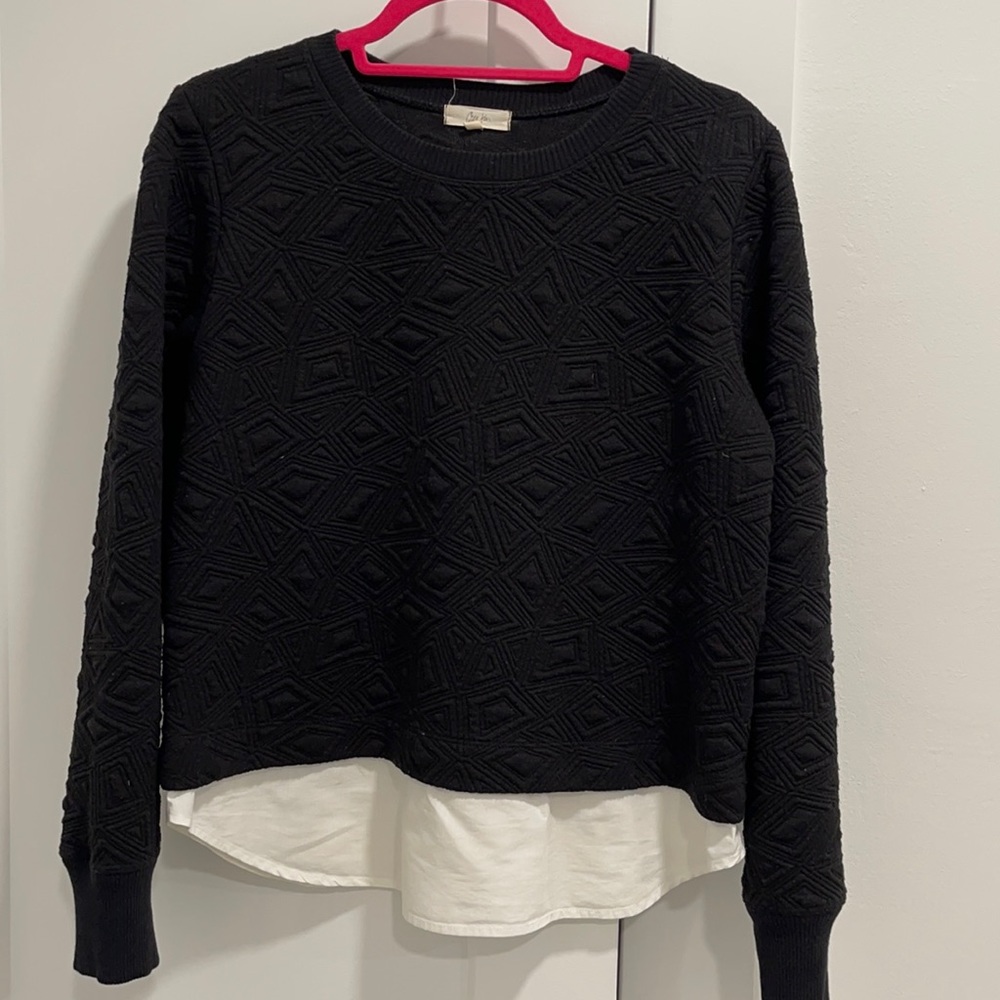 Sweatshirt with white shirt detail at the bottom